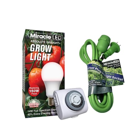 Miracle Led Red Spectrum Single Socket Absolute Daylight PLUS Light Fixture, Timer 802988